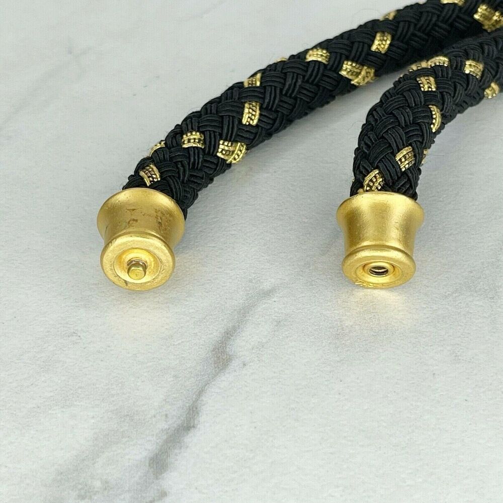 Black and Gold Tone Barrel Braided Soft Necklace - Picture 6 of 6